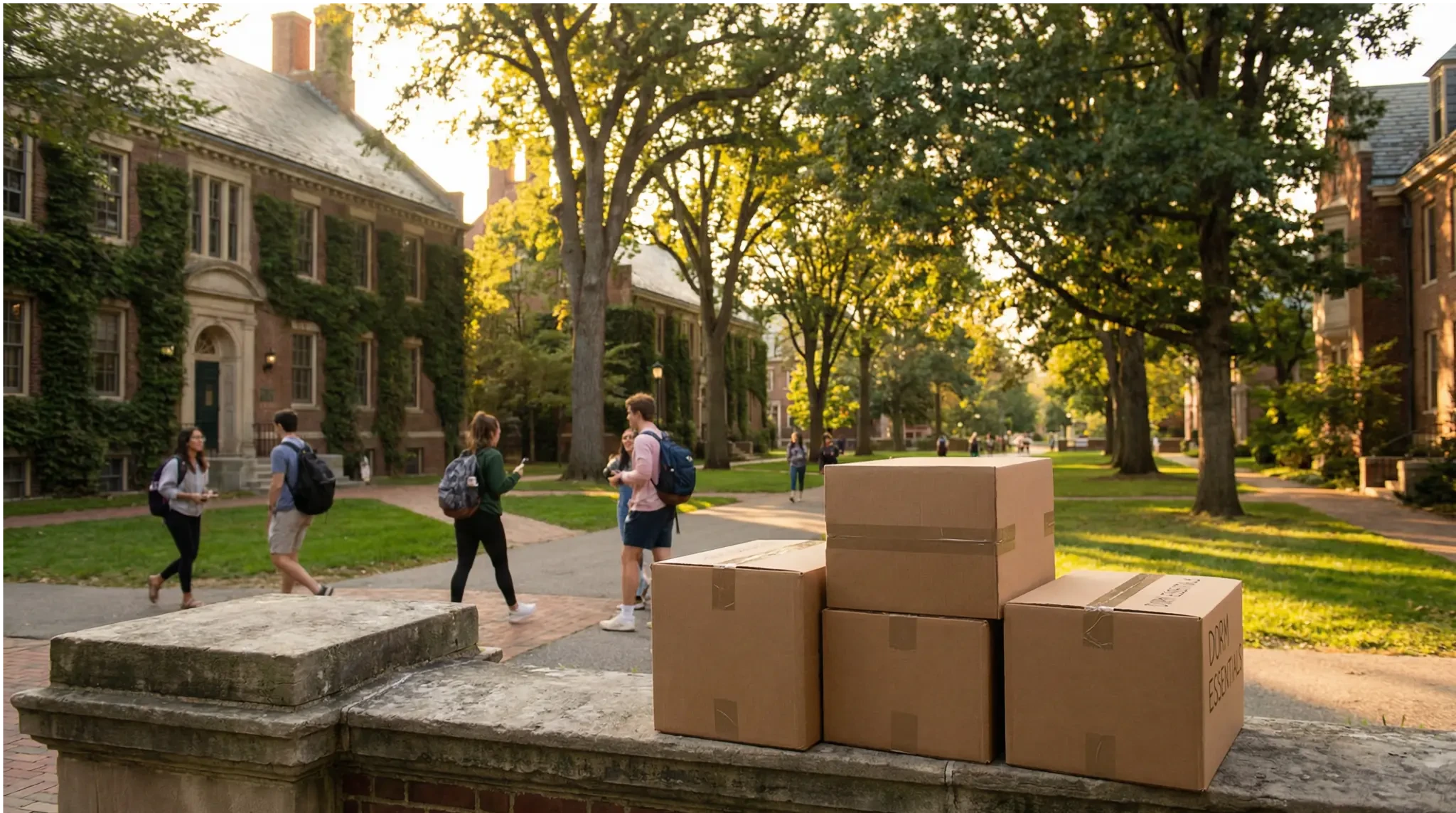 Closed boxed with school in the background