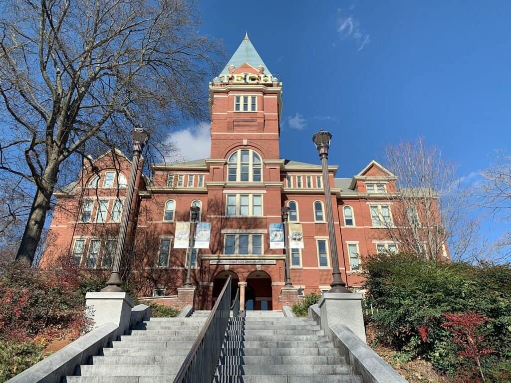 Georgia Tech's historic Tech Tower, a landmark for students moving to Georgia Tech